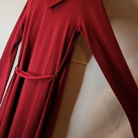 Reborn J  Burgundy Red Sweater Dress Long Sleeve Size Medium With detached belt - Picture 10 of 13